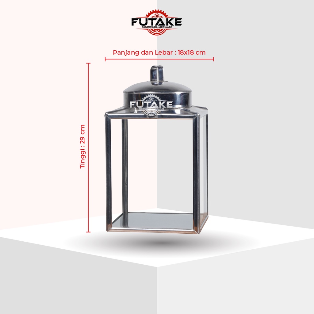 Toples Kaca Full Stainless Steel Kaleng Krupuk Topless No 2 Futake