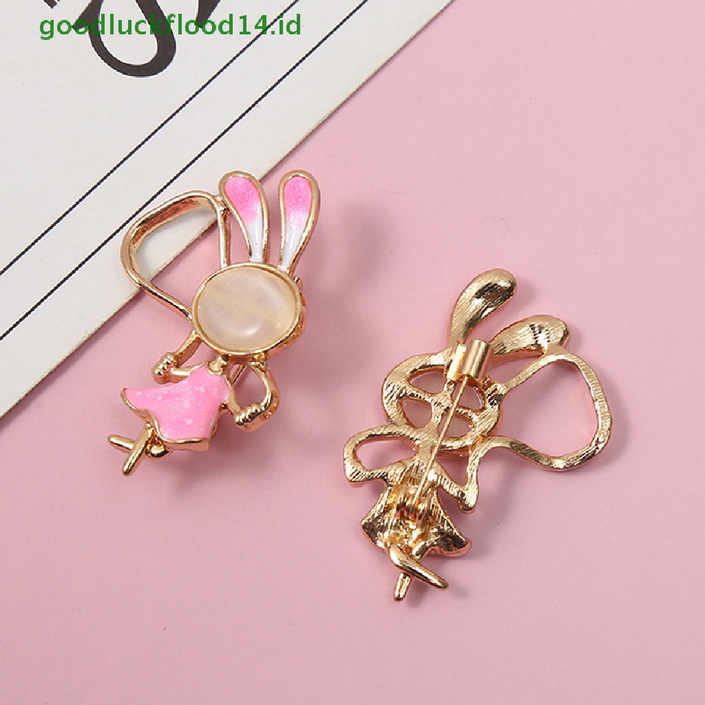 [GOOGFOUR] Retro Skipping Rope Rabbit Bros Untuk Wanita Pakaian Mantel Enamel Hewan Bros Pin Hadiah [TOP]