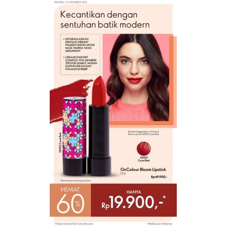 lipstik kecil muat dalam dompet melembabkan Oriflame one colour batik