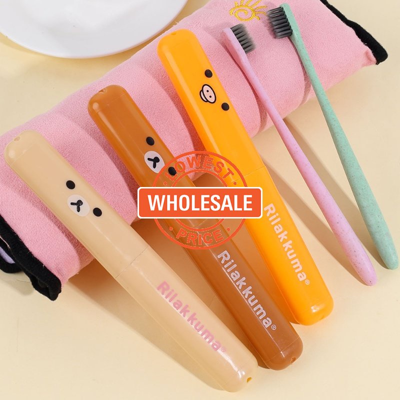 [Harga Grosir] Wadah Benda Kecil Sumpit Sendok Kotak Tempat Sikat Gigi Tahan Debu Protect Storage Box Lucu Portable Motif Kartun Beruang Toothbrush Case