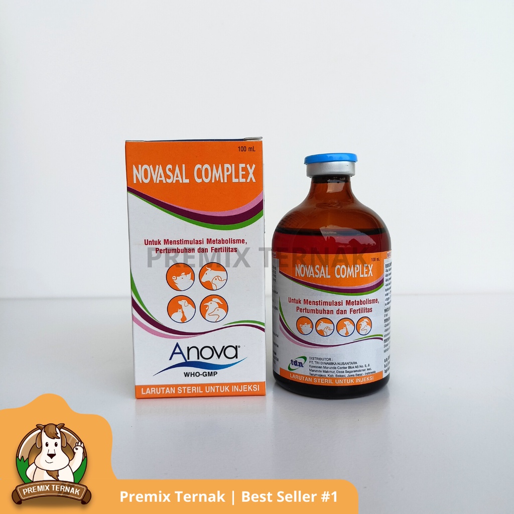 NOVASAL COMPLEX 100ml - Meningkatkan Metabolisme, Pertumbuhan, Kesuburan - Butafosfan, ATP, Vitamin B12 - Like Catosal Butasal