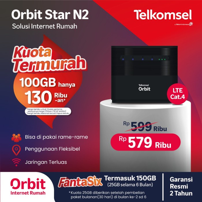 Telkomsel Orbit Star N2 BONUS DATA Kuota HKM0128 Modem ROUTER Wifi