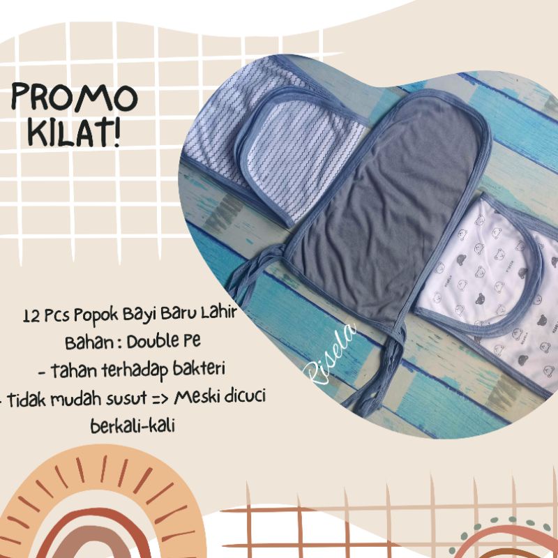 Celana 1Lusin Popok Kain Bayi Tali Mix Motif Polos Seri Abu