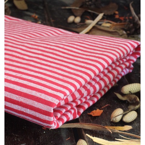 Kain Tenun Lurik Warna Pink Garis Kecil ATBM
