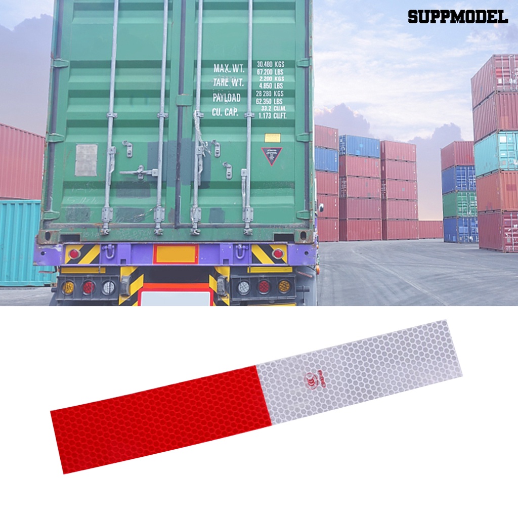 [SM] 10pcs Strip Peringatan Mudah Dipasang Perekat Diri Bentuk Persegi Panjang Malam Reflektif Keselamatan Peringatan Strip Tape Stiker Untuk Mobil