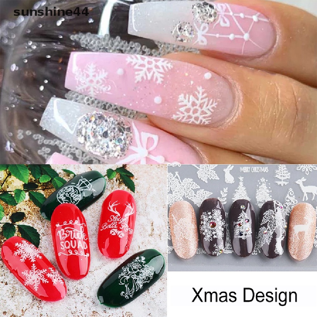 Stiker Sunshine Luminous Christmas Snowflake Elk Stiker Pohon Natal.