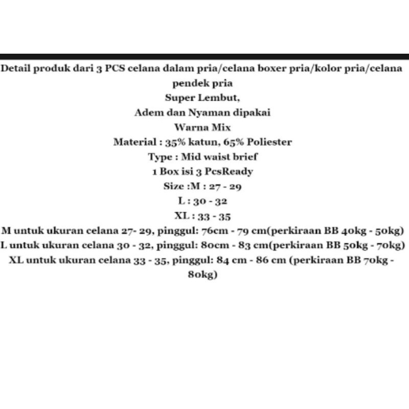 NK..3 PCS CELANA DALAM PRIA BOXER DEWASA TERMURAH