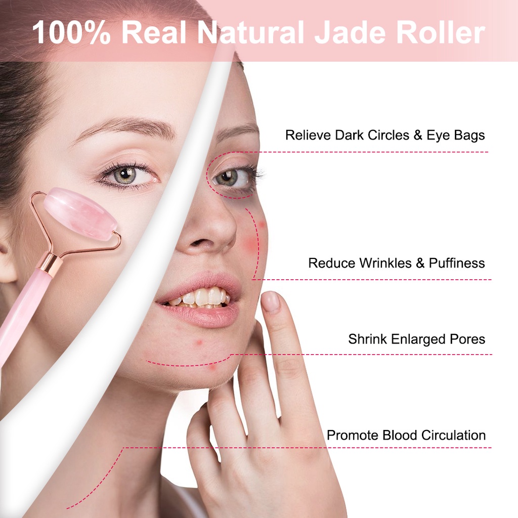 MAGEFY Gua Sha Set Jade Roller Massager Pijat Wajah Batu Roller Jade Alat Pijat Wajah