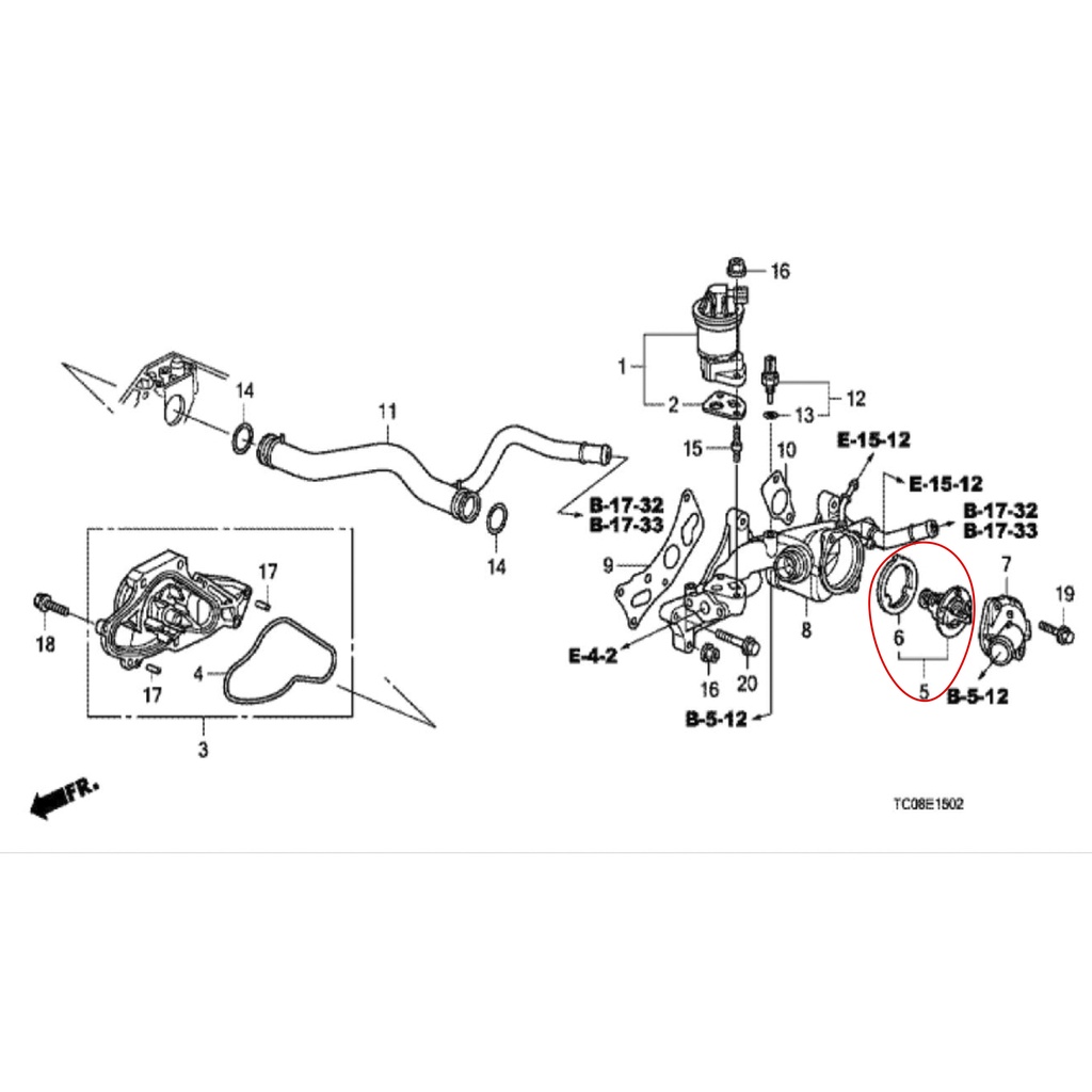 thermostat accord v6 1998 1999 2000 2001 2002  odyssey ra8 v6 2000 2001 2002 2003 19301-P8E