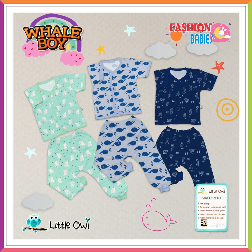 LITTLE OWL - BABY SET | SETELAN BAYI KANCING PANJANG MIRIP VELVET ❤ Fashionbabies ❤