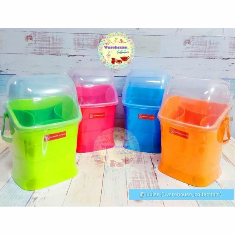 [ ⭐⭐⭐⭐⭐ ] Tempat sendok maspion/merpati foodgrade pakai tutup cutlery plastik tebal awet