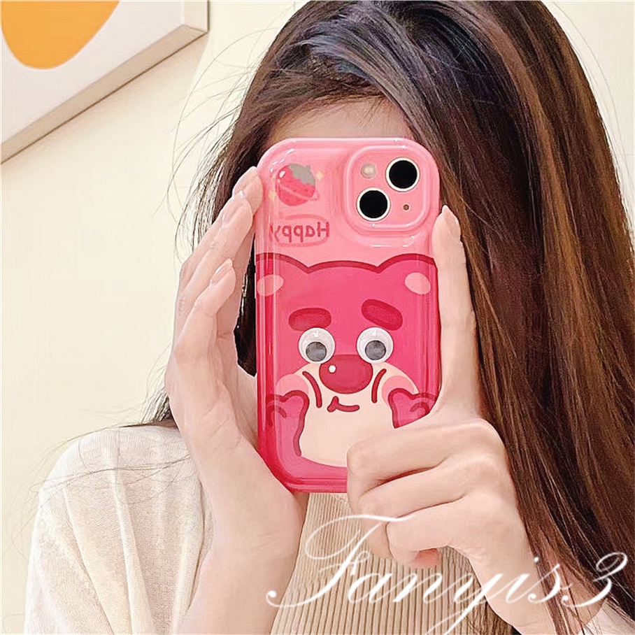 Compatible For iPhone 14 13 12 11 Pro Max X XR Xs Max 8 7 6 6s Plus SE 2020 Kompatibel Untuk Strawberry Bear Monster Phone Case TPU Soft Cover Pelindung