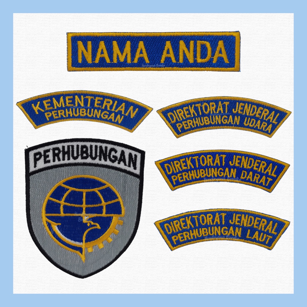 Bordir Logo Kementerian Perhubungan / Lokasi Dirjen Kemenhub Udara / Laut / Darat