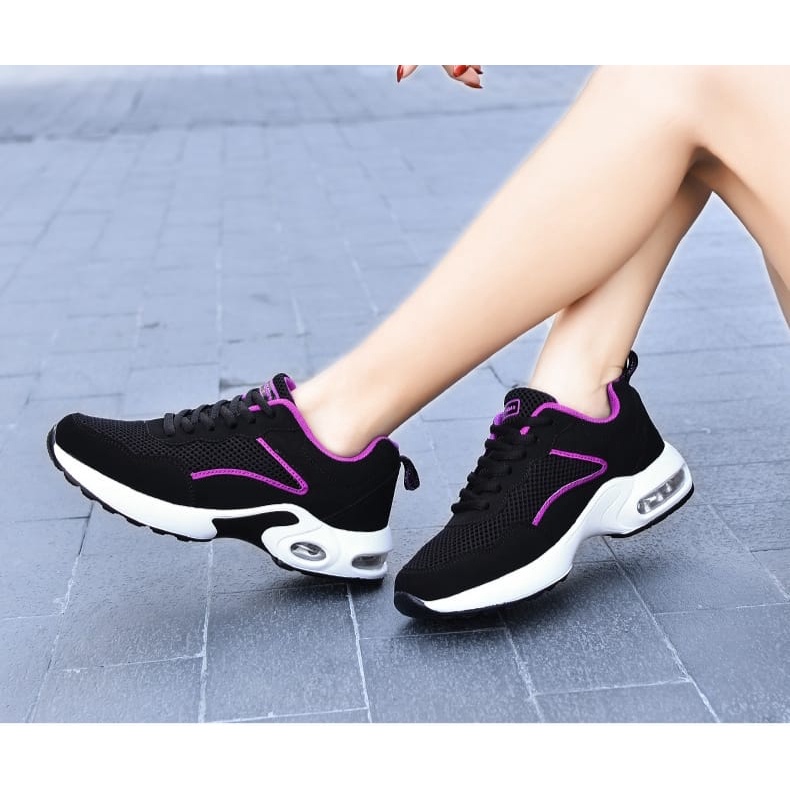 GROSIRTAS LV0209 Sepatu Sneakers Wanita/Sepatu Hitam Running List Import