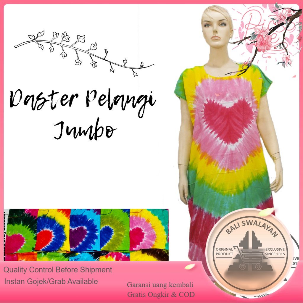 Daster Super Jumbo LD 130 Pelangi | Dress Bali Big Size