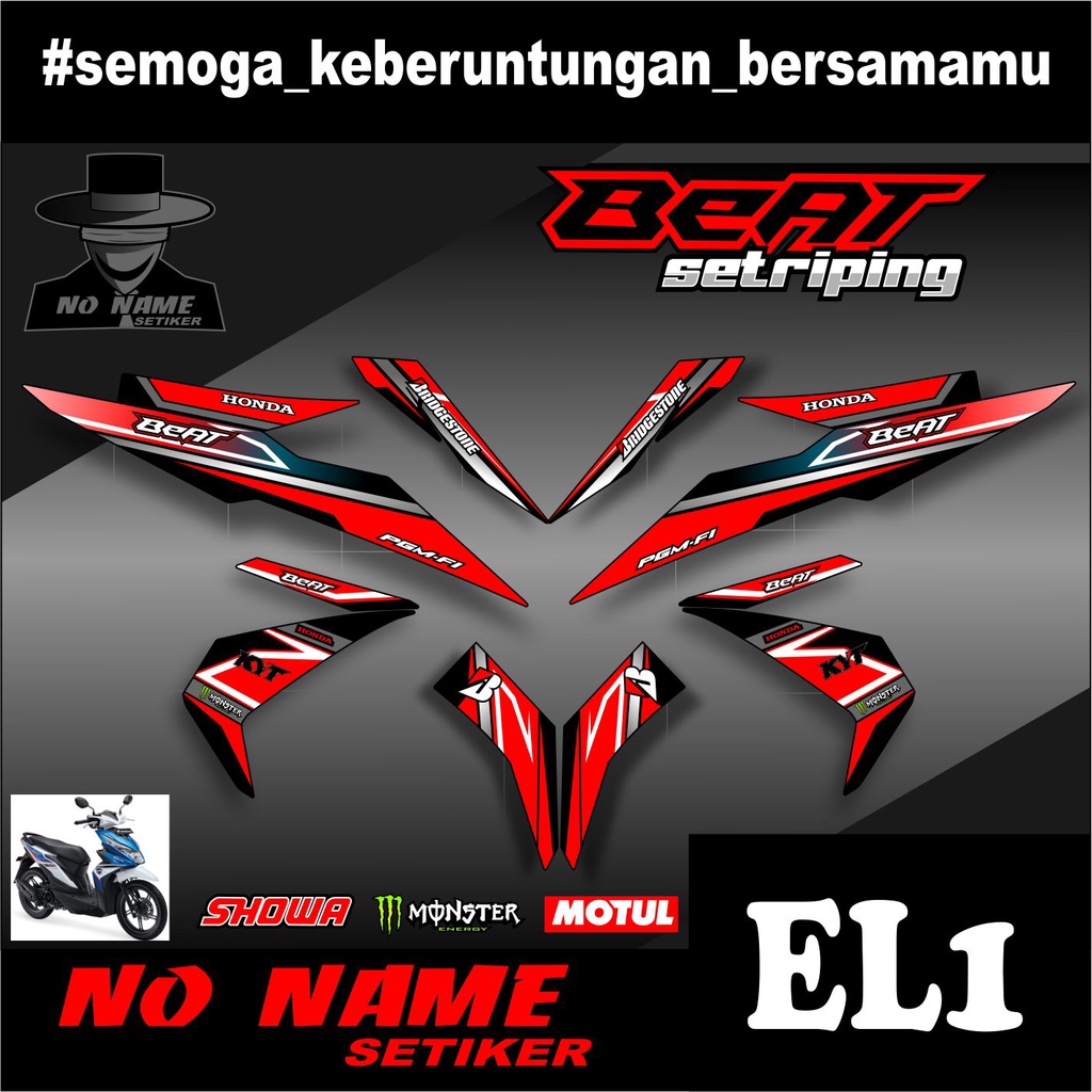 Striping stiker setiker Motor Beat esp (el1) 2016 2017 2018 2019 / Fi New Esp Iss Variasi Honda 002