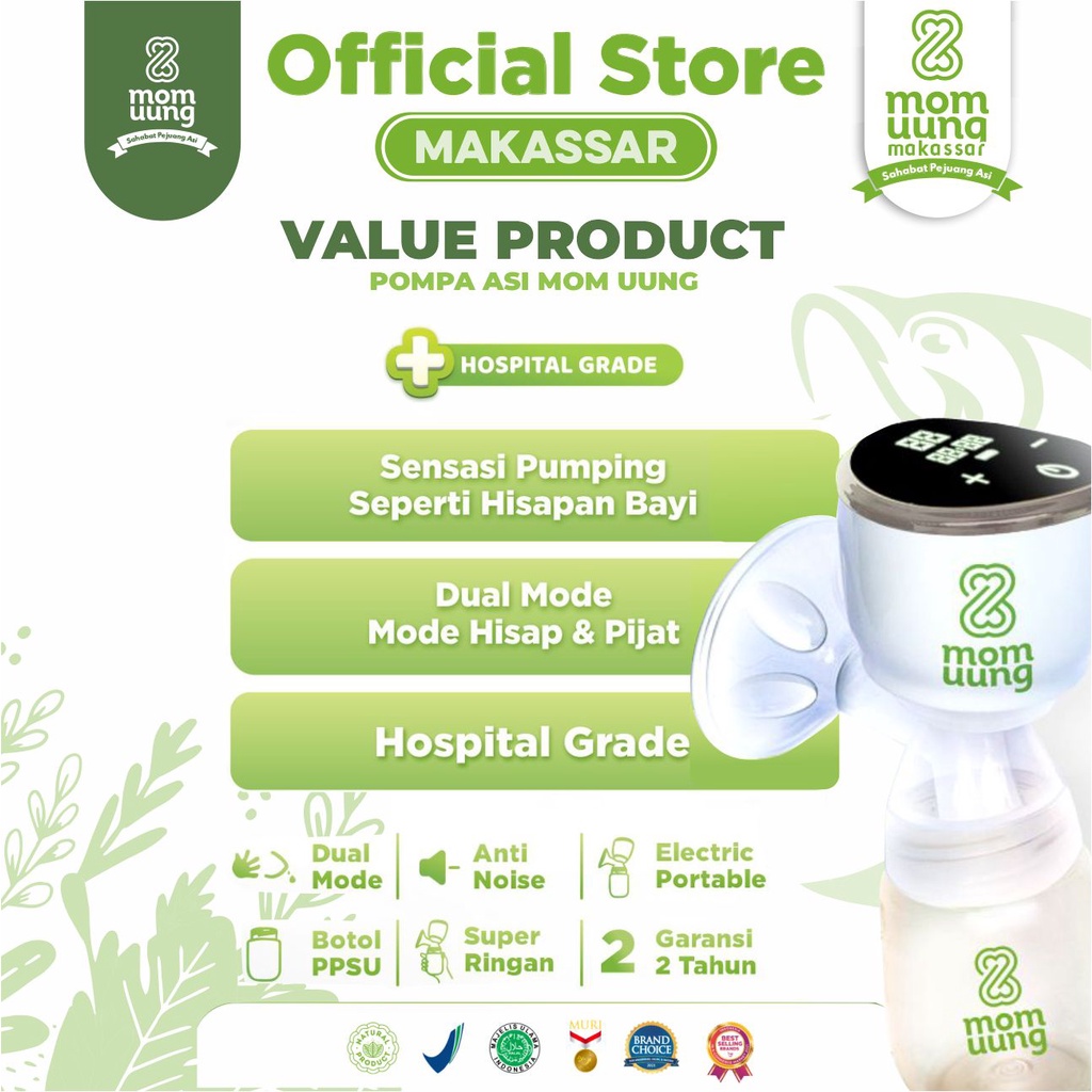 MOM UUNG BREASTPUMP / POMPA ASI PORTABLE DUAL MODE /HANDFREE BREASTPUMP/ MODE PIJAT HISAP / GARANSI 2 TAHUN / HOSPITAL GRADE / MOMUUNG MAKASSAR