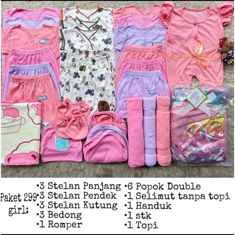 Paket Perlengkapan Baju Bayi celana jumper topi sarung tangan popok Baru Lahir, 3-6 dan 6-12 bulan Selimut Handuk Bedong SNI promo 8.8