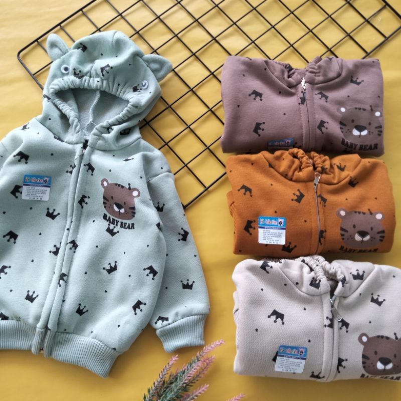 Jaket Bayi Baby BEAR / Jaket Anak Jacket Bayi Panda 0-6 Bulan / Jaket Kupluk Resleting