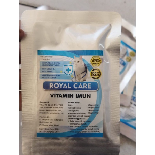 Royal Care Vitamin Imun Kucing isi 5 Caps Agar Tidak Mudah Sakit (antivirus, anti stres)