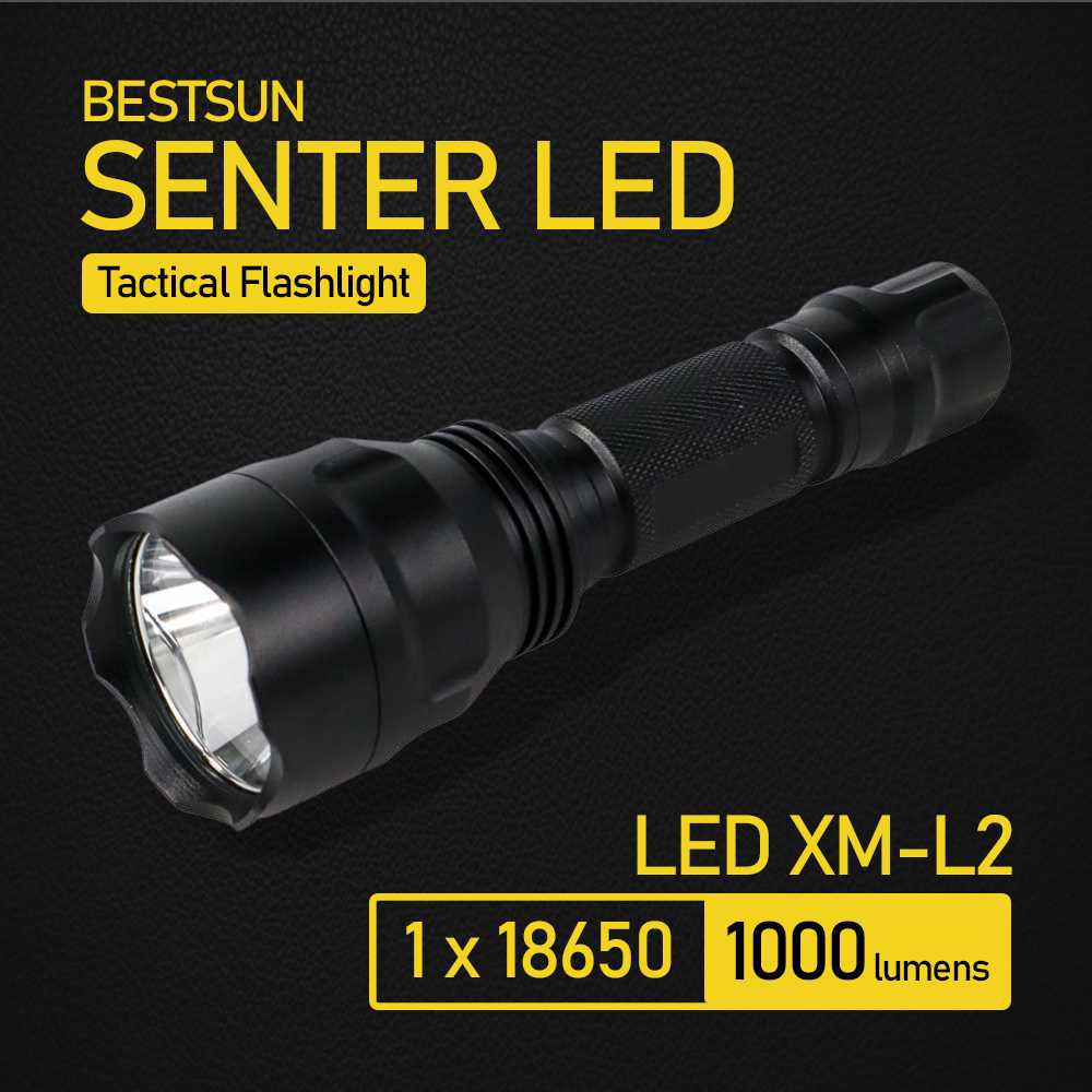BESTSUN Senter LED Tactical Flashlight Cree XM-L2 1000 Lumens / Senter Outdoor / Senter Camping