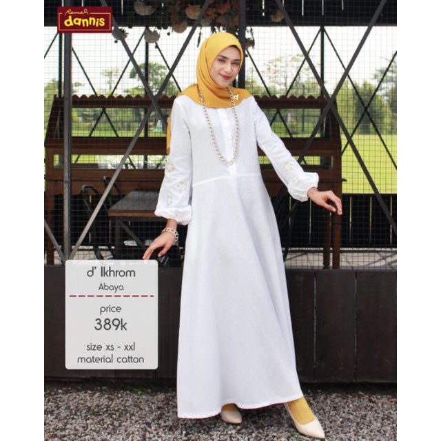 [Dannis Surabaya Online]Sale Gamis putih ihram bordir bonus masker Dannis Collection A221203 IH | 22