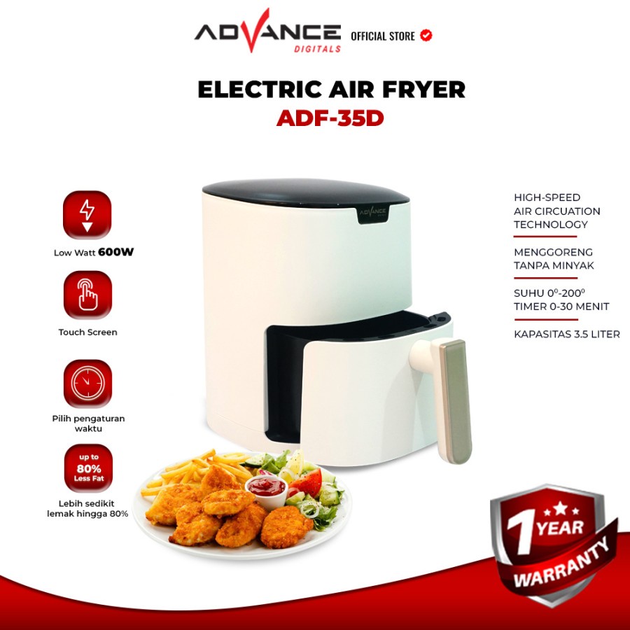 Advance Air Fryer Low Watt Menggoreng Tanpa Minyak  3,5 Ltr ADF-35D