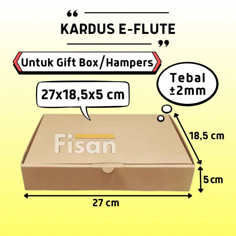

Kardus E-Flute Dus Box Kotak Hampers Baju Polos 27x18,5x5 cm