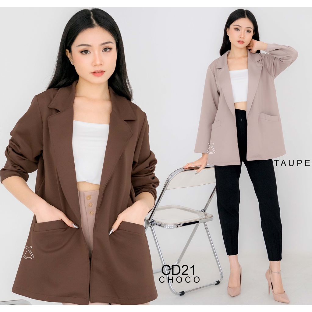 CD21 - OUTER BLAZER BASIC SCUBA ATASAN KERJA WANITA OUTER POLOS MURAH