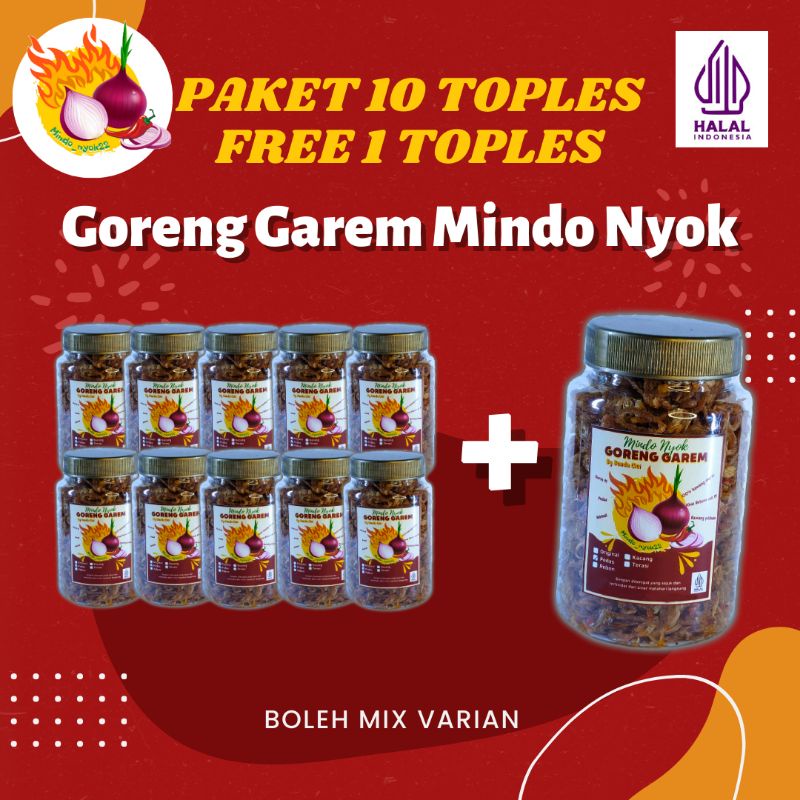 

Paket 10 Toples Free 1 Toples Gorgar Mindo nyok 100 % bawang murni