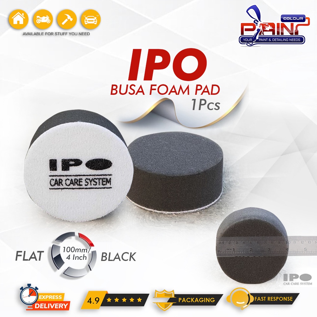 IPO Busa Flat Finishing Pad 4 inch Black - Busa Poles Flat 100mm