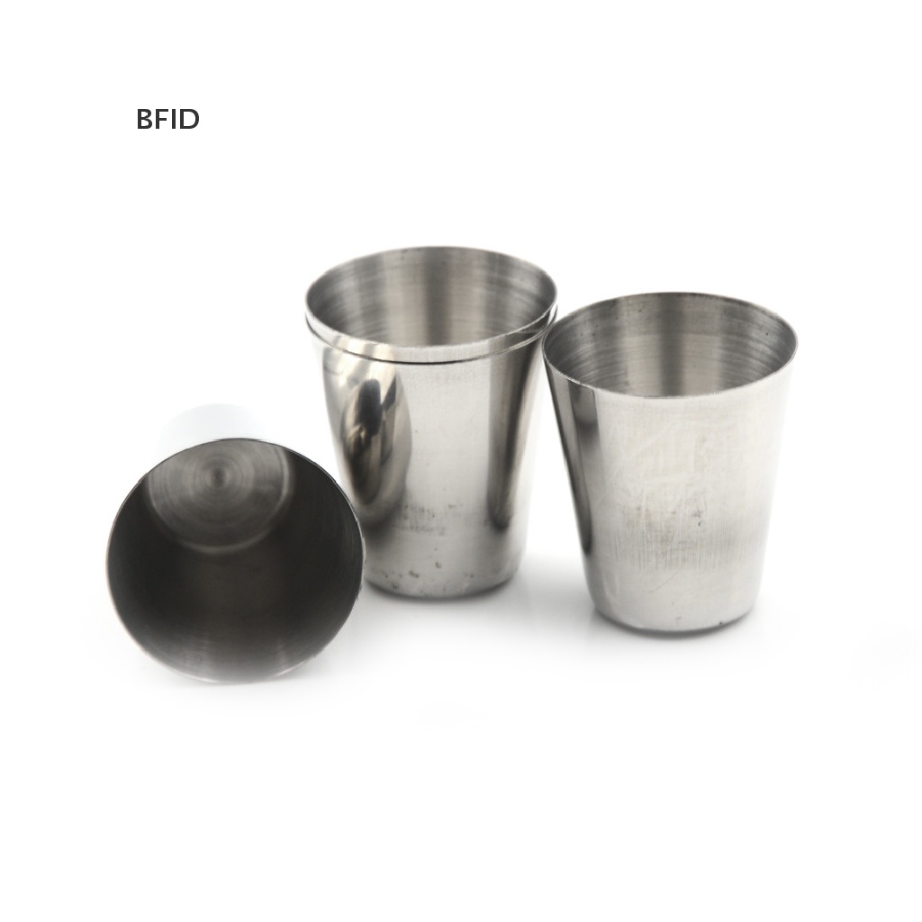 [BFID] Set Gelas Sloki Stainless Steel Camping/Travel 4pcs Baru [ID]