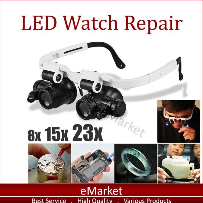 

Kaca Mata Servis Jam LED / Kacamata Pembesar / Lampu Reparasi / Eyelas