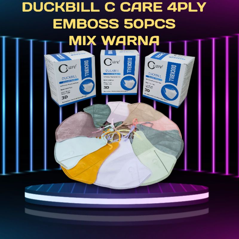 Masker duckbill C CARE(putih,hitam,warna) kemenkes 1 box 50pcs