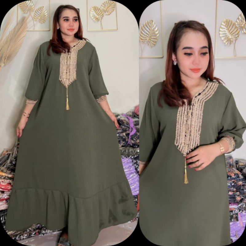 Gamis Cringkel crinkel  Rempel Renda import crinkle