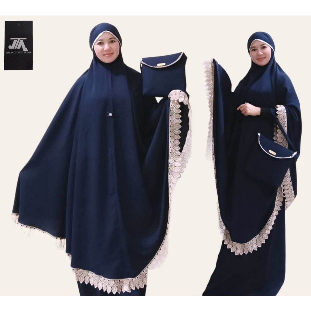 Mukena dewasa crinkle airflow premium//mukena renda polos//mukena 2 in 1