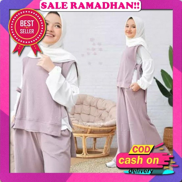 Setelan Muslim Remaja Usia 10 - 13 Tahun Setrok Crinkle Airflow Oneset Avila Ori Nsk Setelan Anak Pe