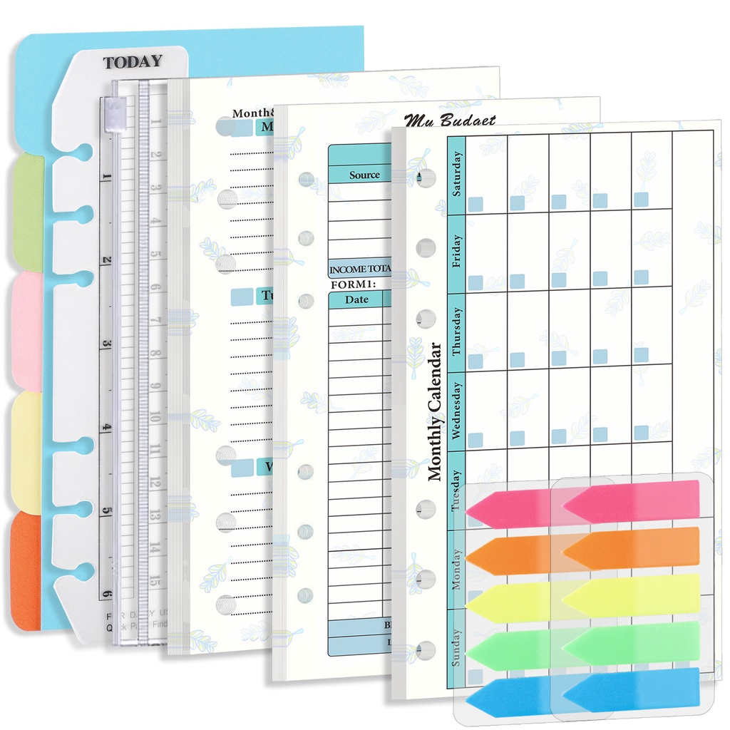 82lembar/set Halaman Budget A6 Untuk 6lubang Loose-leaf Weekly Monthly Plan Notebook Pengganti Core Perencanaan Keuangan Untuk Pengikat A6 Budget Money Organizer