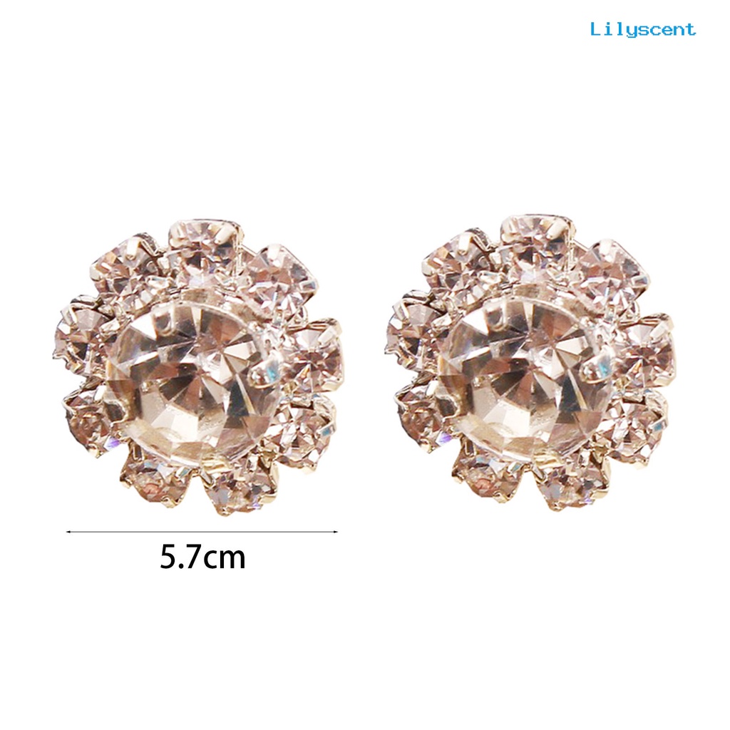 [LS] 1pasang Ear Stud Berlian Imitasi Menawan Paduan Berbentuk Bunga Anting Elegan Untuk Wanita