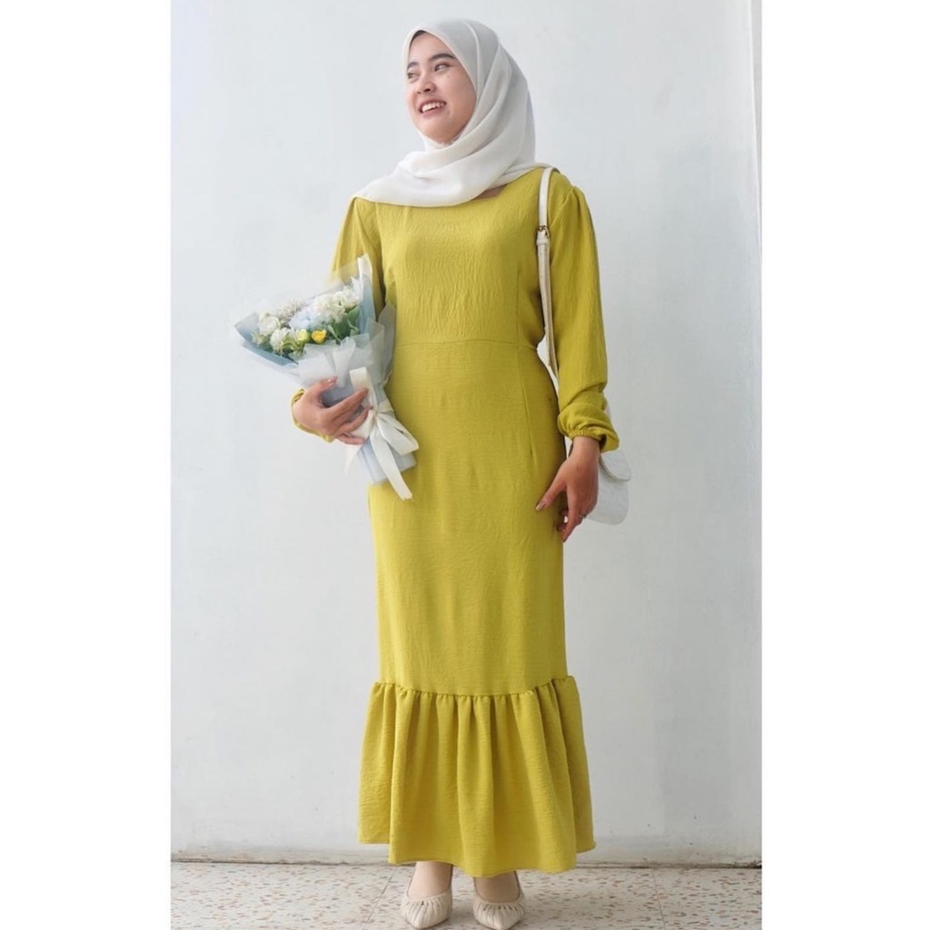 Midi Dress Crinkle / Dress Kondangan / Siska Midi Dress / Midi Dress Premium / Gamis Terbaru 2023 Lebaran Wanita