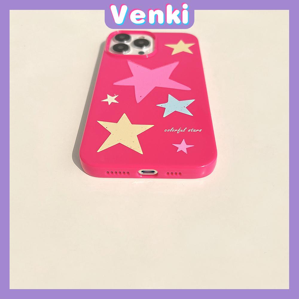 iPhone Case Soft TPU Pink Glossy Candy Case Colorful Stars Camera Protection Shockproof For iPhone 14 13 12 11 Pro Max 7 8 Plus X XR