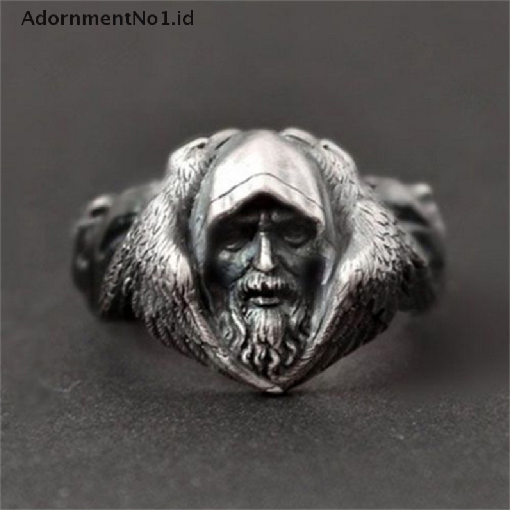 [AdornmentNo1] Milangirl Trendy Eropa Scandinavian Navia Mythoy Odin Dewa Besar Vintage Cincin Viking Warrior Arctic Wolf Rings [ID]