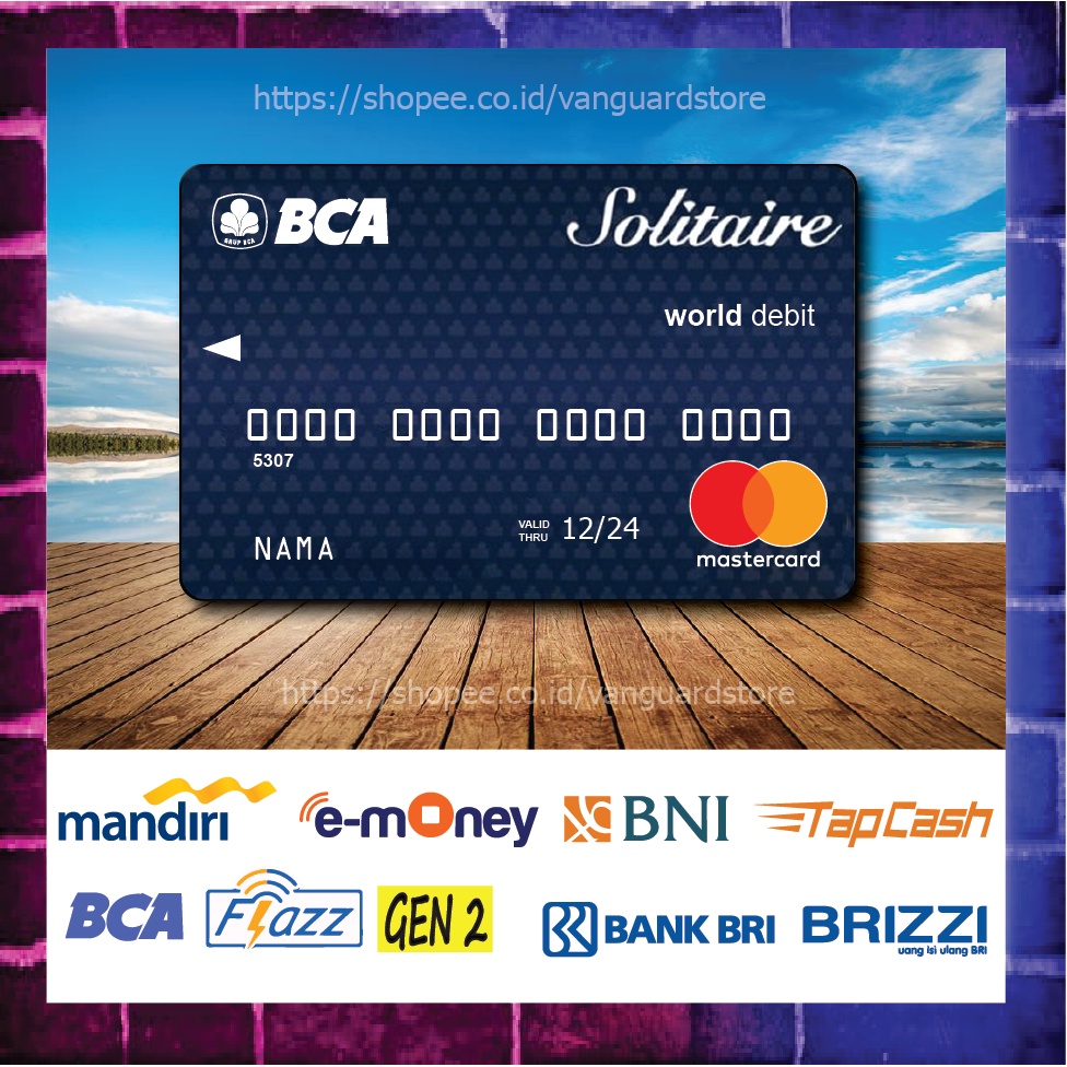 KARTU E MONEY E TOLL KARTU SOLITAIRE BLUE CARD DEBIT CREDIT EMONEY MANDIRI FLAZZ BCA BNI TAPCASH BRIZZI BRI - 1 SISI