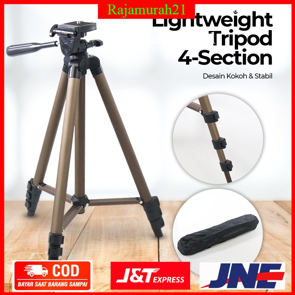 Weifeng Lightweight Tripod Stand 4-Section Aluminium - WT-3130 - Chocolate - WFTD02CH