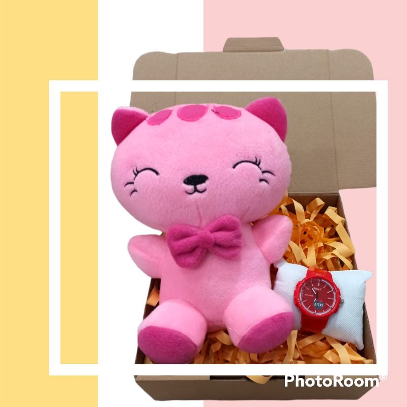 Kado Ulang Tahun Pink Anak SD TK Perempuan Cewek Paud Hadiah Ultah Boneka Boba Jam Tangan Murah Terb