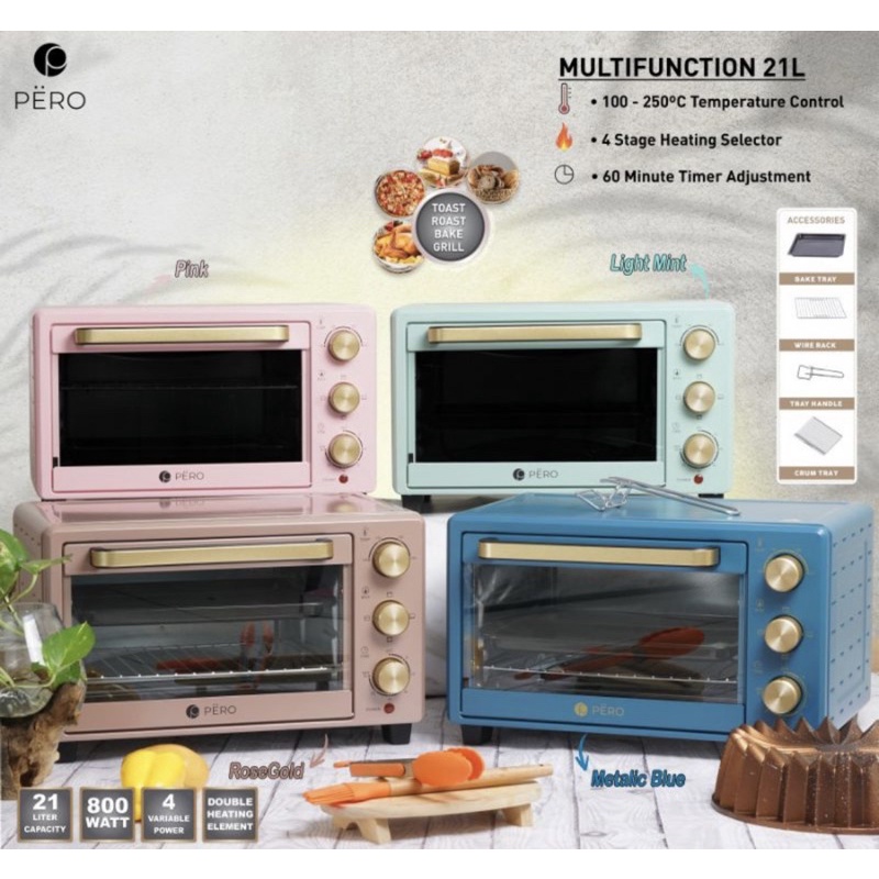 Oven Pero 21 Liter low watt 800w Pink gold