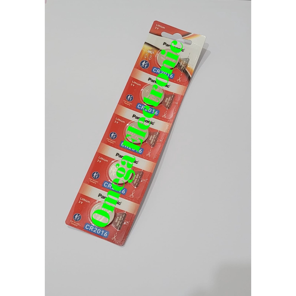 1 Strip Baterai Lithium Panasonic 3V CR 2032 2025 2016 Baterai Kancing 1 Strip ( 5 buah )