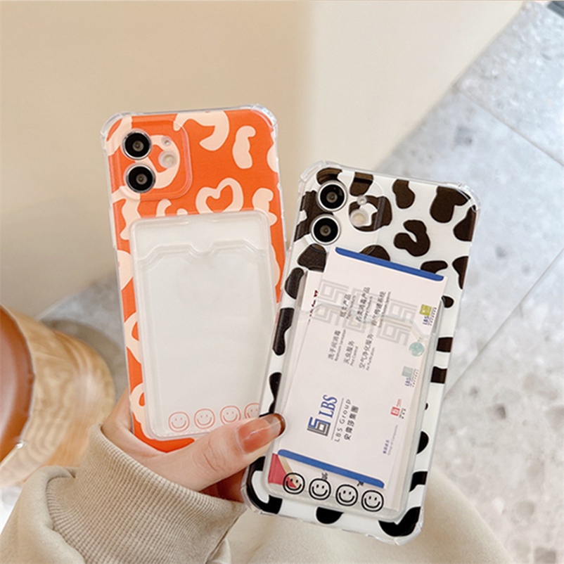 Leopard Print Phone Case for iPhone 14 13 12 11 Pro Max Se 2020 X XR Xs Max 7 8 Plus Card Slot Card Holder Storage Silicone soft Case Shock Absorption Soft TPU Back Cover