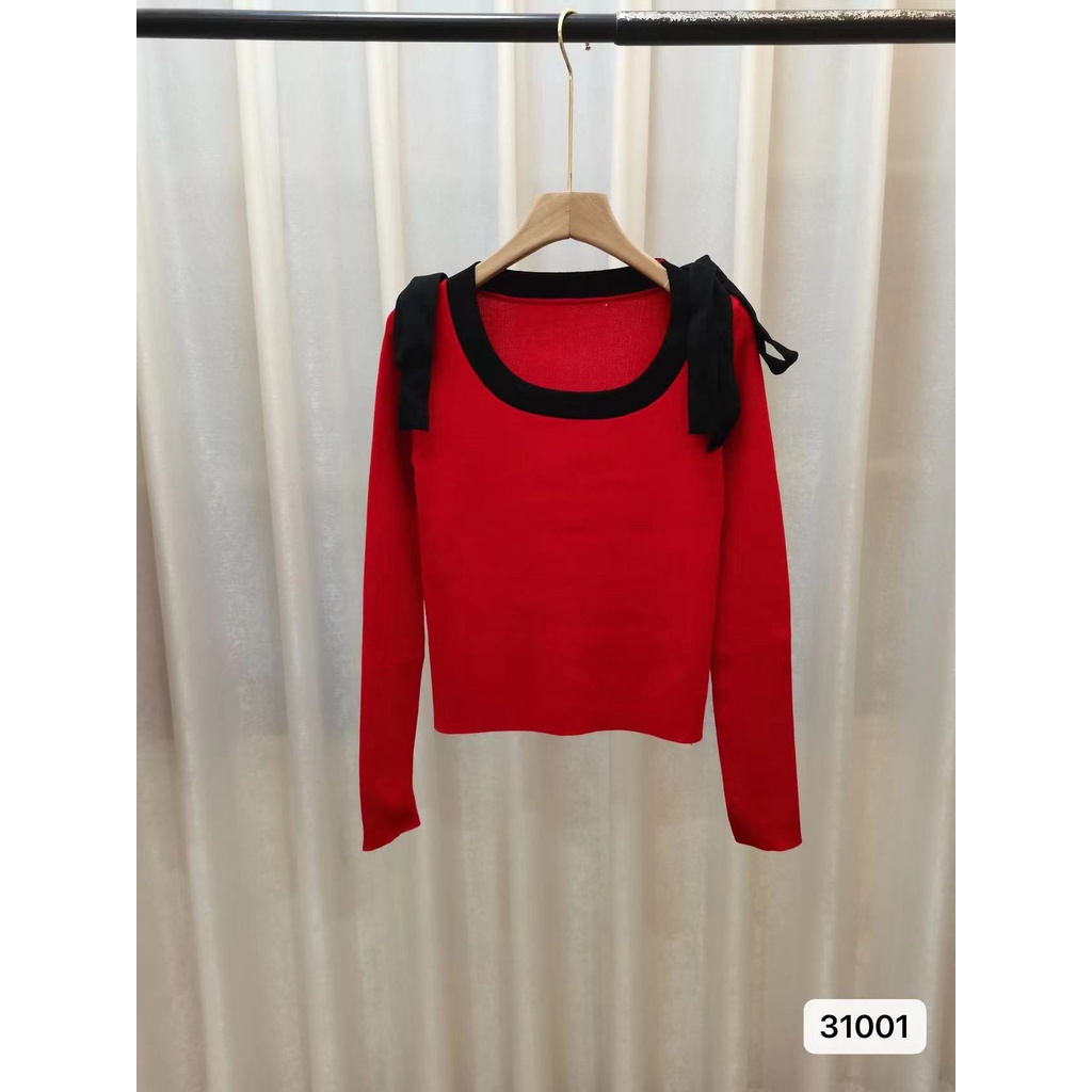 Regina Blouse Ribbon Knit - Sweater Blouse Rajut - Atasan Wanita Import TM (31001)