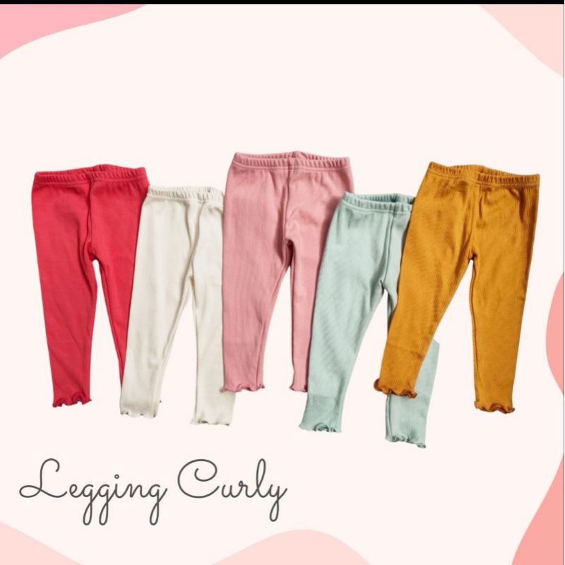 Celana Legging Anak Curly Ruffle Knit Tee | Bawahan Celana Anak Bahan Rib Knit Halus dan Lembut | Bawahan Anak Cewek